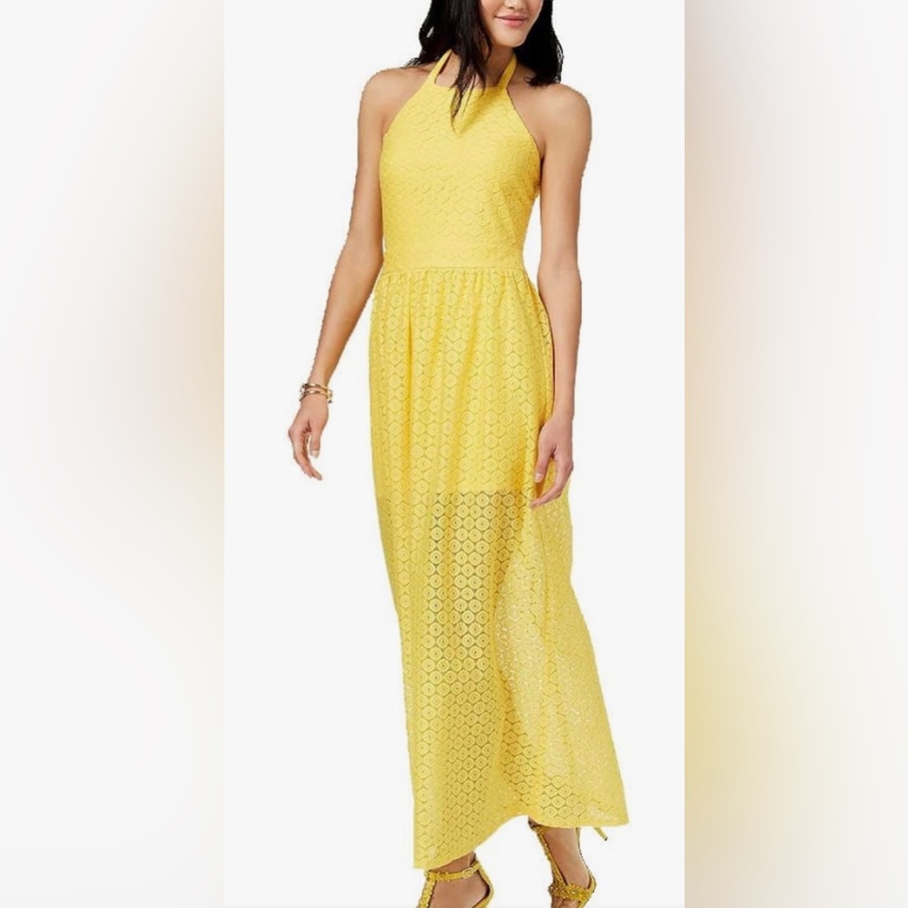 NWT The Edit Lace Halter Tie Back Maxi Dress